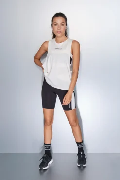 Dash and Stars Camiseta halter sin mangas algodón blanca