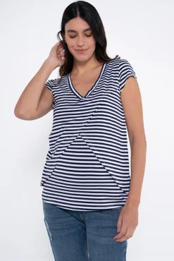 Ohma! Camiseta lactancia cruzada de rayas