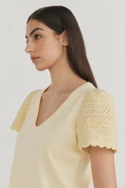 Pedro del Hierro Camiseta lisa manga crochet