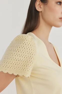 Pedro del Hierro Camiseta lisa manga crochet