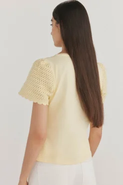 Pedro del Hierro Camiseta lisa manga crochet