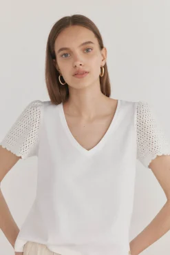 Pedro del Hierro Camiseta lisa manga crochet