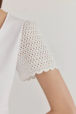 Pedro del Hierro Camiseta lisa manga crochet