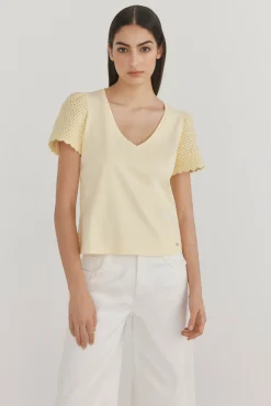 Pedro del Hierro Camiseta lisa manga crochet