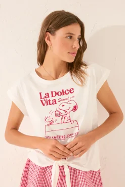 Women'secret Camiseta manga corta 100% algodón Snoopy