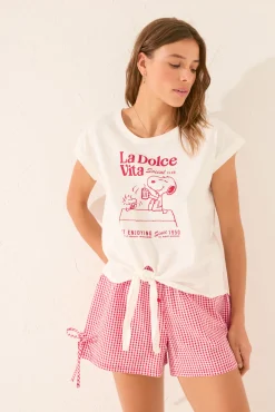Women'secret Camiseta manga corta 100% algodón Snoopy