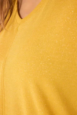 Women'secret Camiseta manga corta canalé lurex dorado