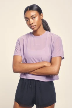 Dash and Stars Camiseta manga corta mesh lila