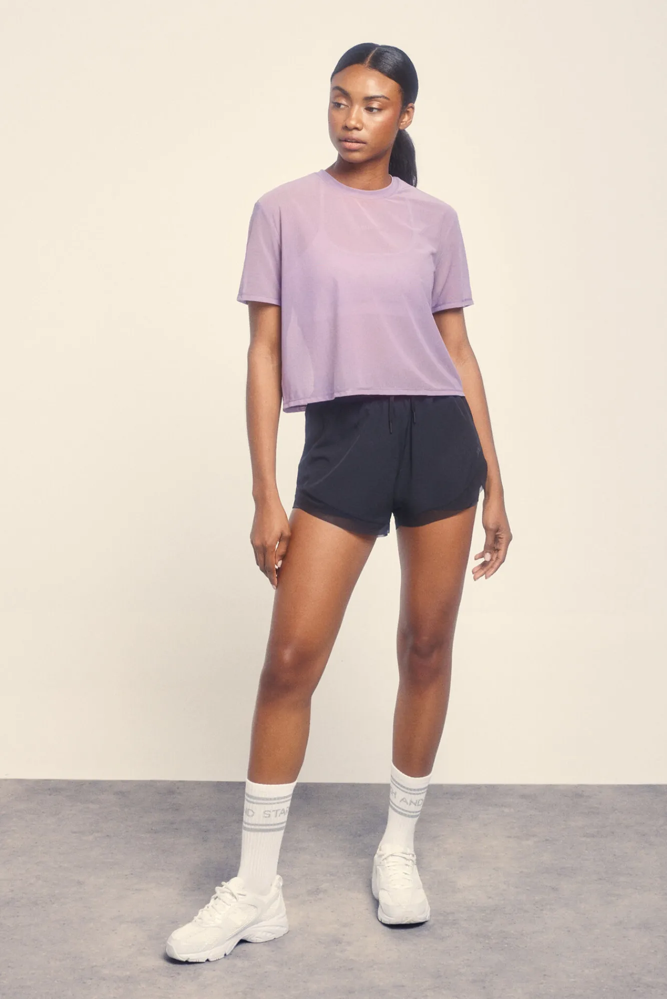 Dash and Stars Camiseta manga corta mesh lila