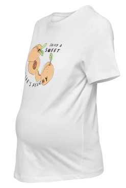 Only Maternity Camiseta manga corta premamá, 100% algodón y diseño frontal.