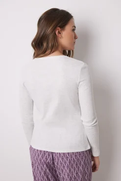 Women'secret Camiseta manga larga canalé
