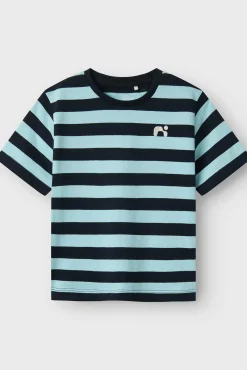 Crianças Name it Camiseta niño rayas logo