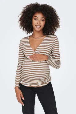 Only Maternity Camiseta premamá de cierre cruzado y cuello V