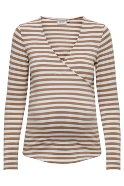 Only Maternity Camiseta premamá de cierre cruzado y cuello V