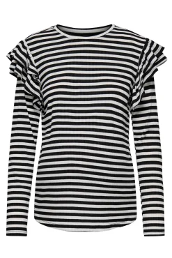 Only Maternity Camiseta rallas premamá manga larga y volantes