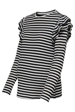 Only Maternity Camiseta rallas premamá manga larga y volantes