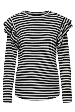 Only Maternity Camiseta rallas premamá manga larga y volantes