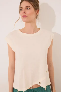 Women'secret Camiseta sin mangas 100% algodón blanca