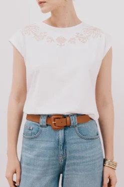 Cortefiel Camiseta sin mangas estampada y bordada