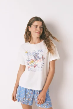 Women'secret Camiseta Smile Off White Algodón