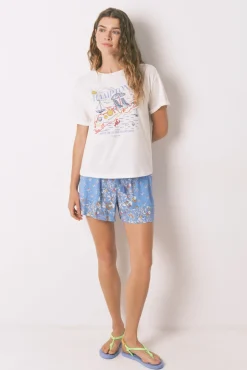 Women'secret Camiseta Smile Off White Algodón