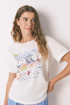 Women'secret Camiseta Smile Off White Algodón