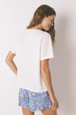 Women'secret Camiseta Smile Off White Algodón
