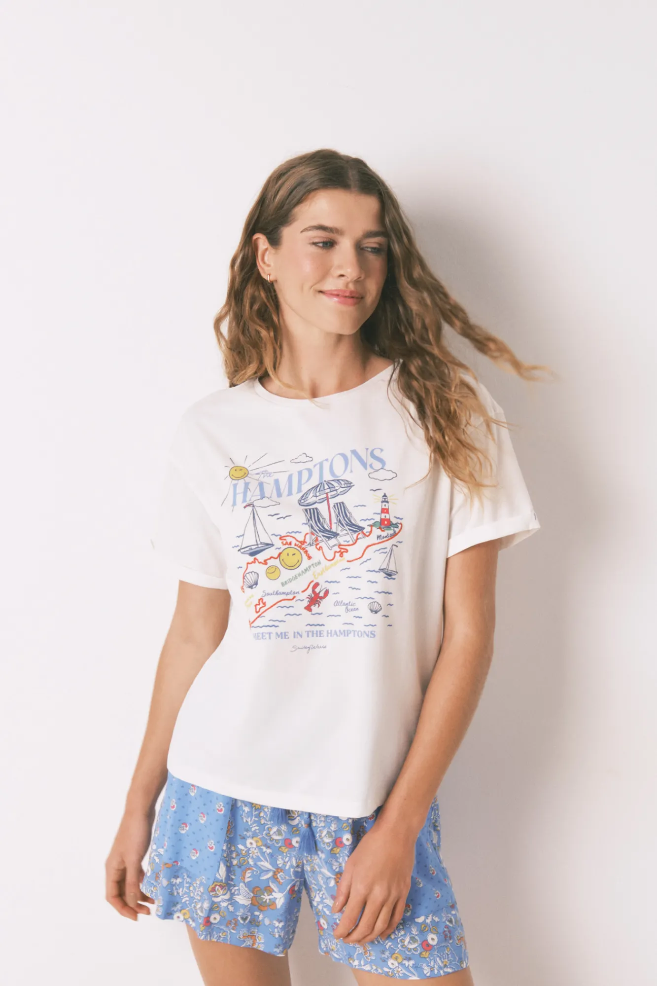 Women'secret Camiseta Smile Off White Algodón