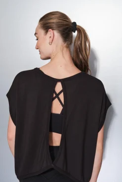 Dash and Stars Camiseta tejido extra suave negra