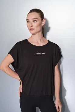 Dash and Stars Camiseta tejido extra suave negra