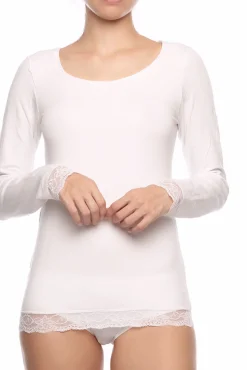 Cotonella Camiseta termal de mujer cuello redondo manga larga