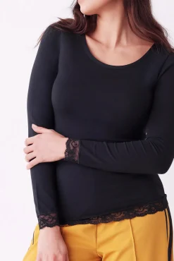 Cotonella Camiseta termal de mujer cuello redondo manga larga