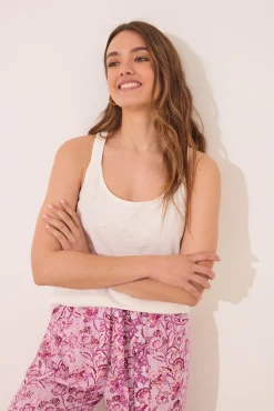 Women'secret Camiseta tirantes 100% algodón blanco