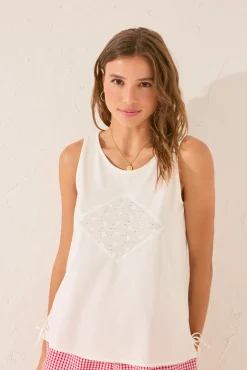 Women'secret Camiseta tirantes 100% algodón bordado