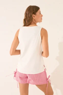 Women'secret Camiseta tirantes 100% algodón bordado