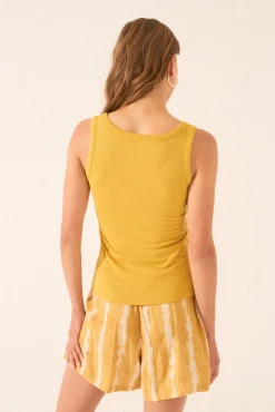 Women'secret Camiseta tirantes canalé lurex dorado