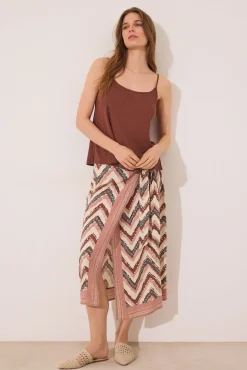 Women'secret Camiseta tirantes canalé marrón