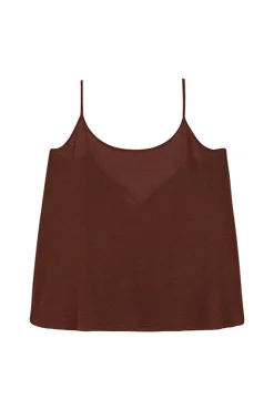 Women'secret Camiseta tirantes canalé marrón