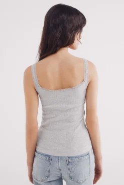 Springfield Camiseta tirantes puntilla escote