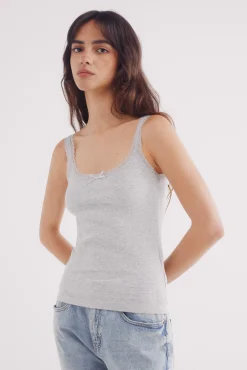 Springfield Camiseta tirantes puntilla escote