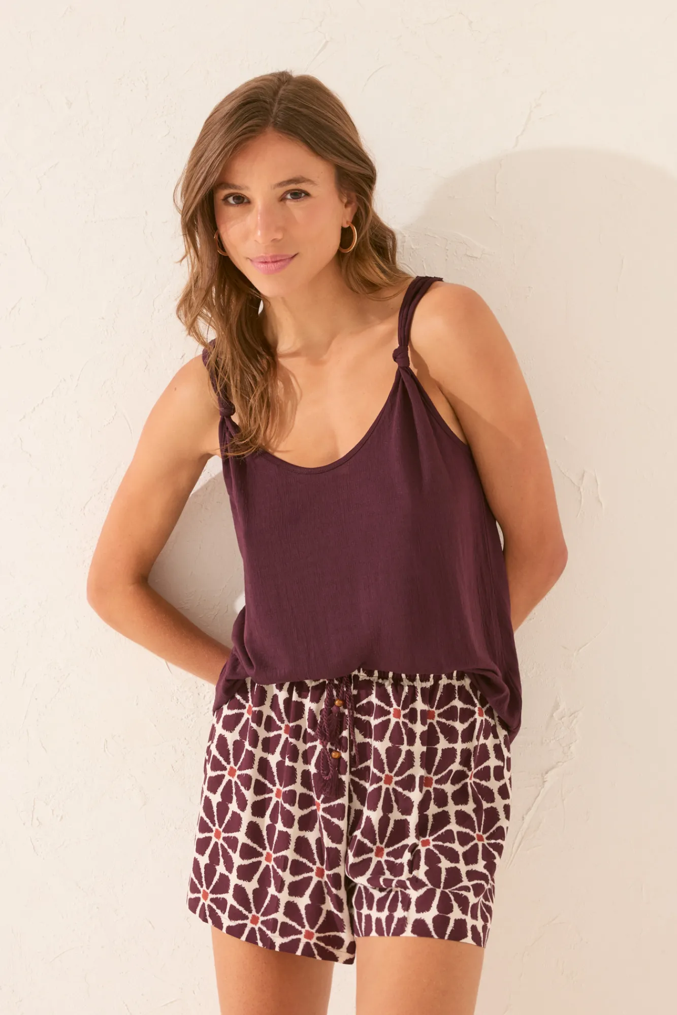 Women'secret Camiseta tirantes viscosa granate