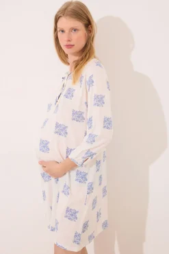 Women'secret Camisón corto "maternity" blanco estampado boho