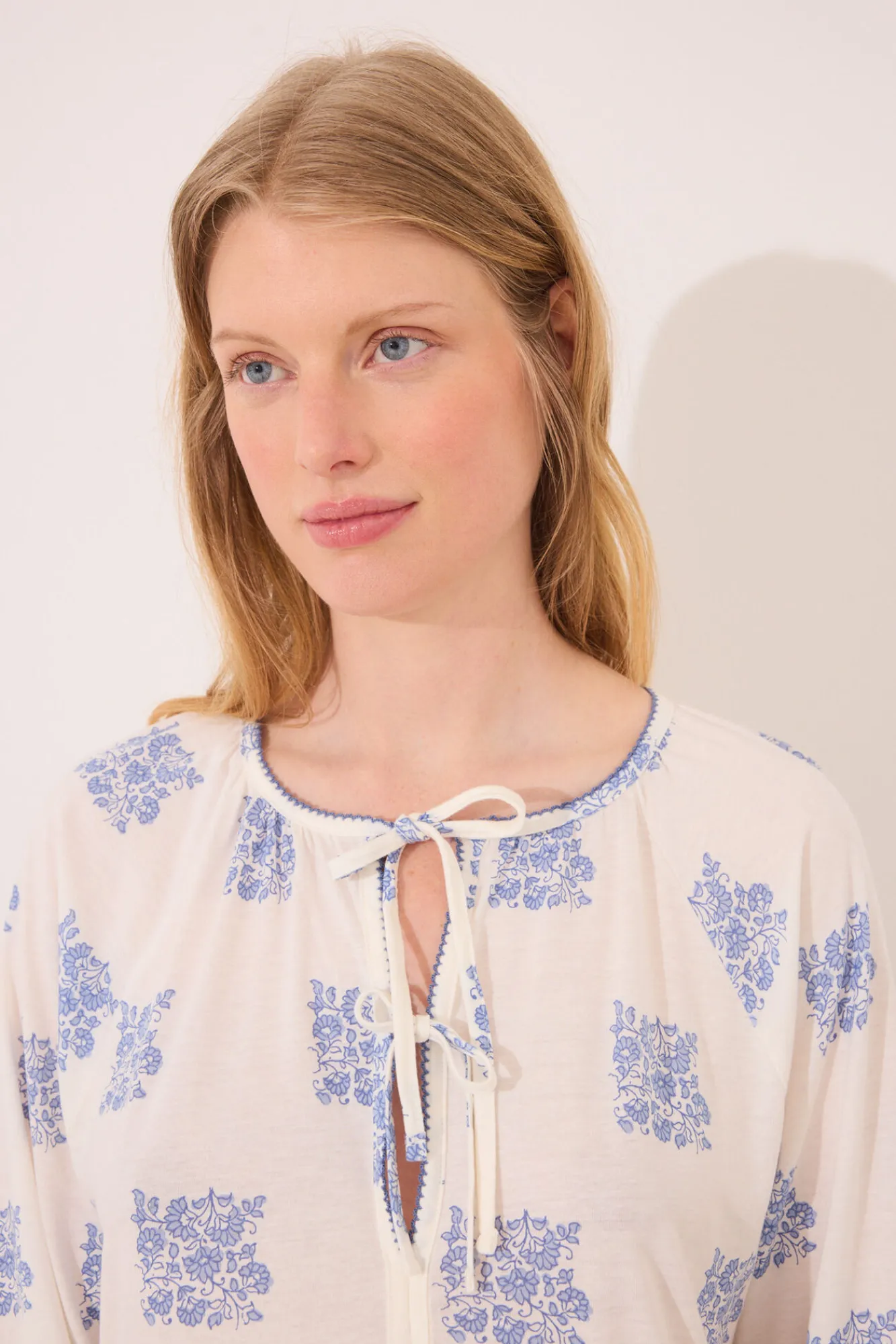 Women'secret Camisón corto "maternity" blanco estampado boho