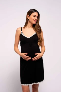 Ohma! Camisón de lactancia con encaje contraste