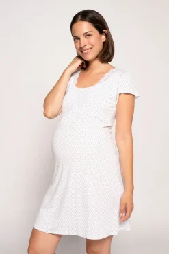 Ohma! Camisón de lactancia con manga corta y lunares