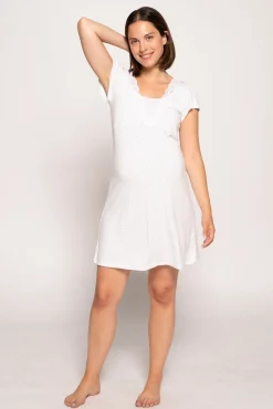 Ohma! Camisón de lactancia con manga corta y lunares