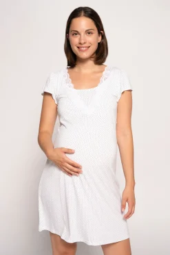 Ohma! Camisón de lactancia con manga corta y lunares