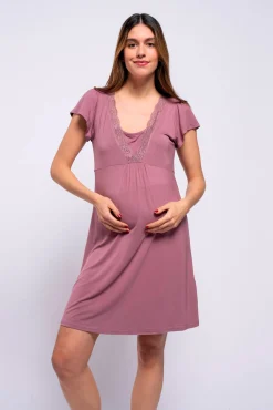 Ohma! Camisón de lactancia manga corta con encaje