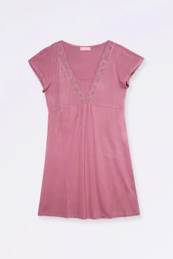 Ohma! Camisón de lactancia manga corta con encaje