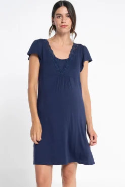 Ohma! Camisón De Lactancia Manga Corta Con Encaje